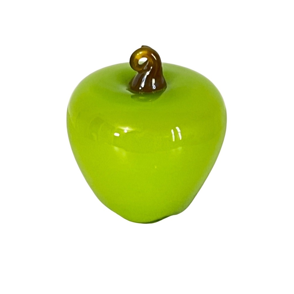 Thames Glass  Lime Green Hand Blown apple ‎ Figurine 4.5"